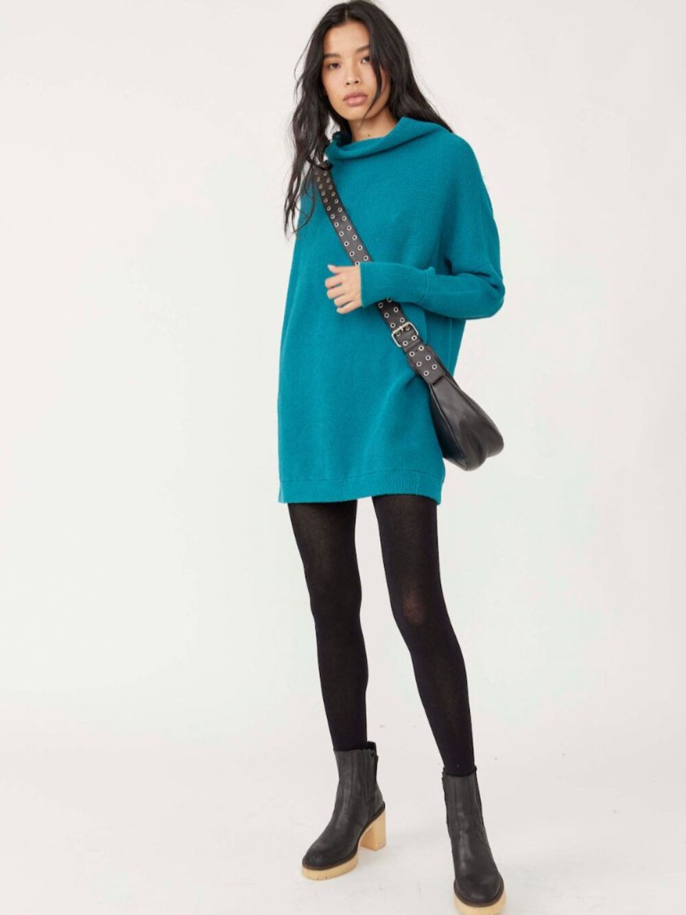 Free People Oversized Ottoman Ribbed Knit Tunic Sweater S
